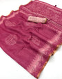 Beauteous Dark Pink Printed Cotton Silk Saree With Vibrant Blouse Piece