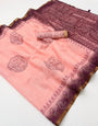Sonorous Baby Pink Printed Cotton Silk Saree With Appealing Blouse Piece