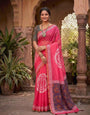 Quixotic Dark Pink Printed Cotton Silk Saree With Surpassing Blouse Piece