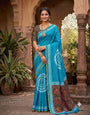 Allure Firozi Printed Cotton Silk Saree With Snazzy Blouse Piece
