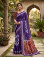 Deserving Purple Printed Cotton Silk Saree With Nemesis Blouse Piece