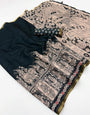 Woebegone Black Kalamkari Printed Cotton Silk Saree With Denouement Blouse Piece
