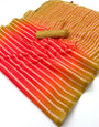 Smart Red and Mustard Printed Cotton Silk Saree With Prettiest Blouse Piece