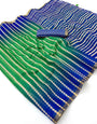 Snappy Green and Blue Printed Cotton Silk Saree With Jazzy Blouse Piece