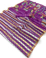 Majestic Purple Printed Cotton Silk Saree With Diaphanous Blouse Piece