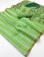 Vibrant Green Printed Cotton Silk Saree With Panoply Blouse Piece