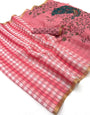 Supernal Pink Printed Cotton Silk Saree With Exquisite Blouse Piece