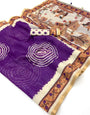Fugacious Purple Printed Cotton Silk Saree With Desiring Blouse Piece