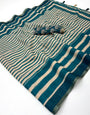 Jubilant Beige and Rama Printed Cotton Silk Saree With Adorable Blouse Piece
