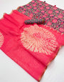Fairytale Pink Printed Cotton Silk Saree With Arresting Blouse Piece