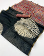 Lassitude Black Printed Cotton Silk Saree With Desiring Blouse Piece
