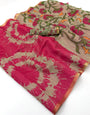 Divine Dark Pink Printed Cotton Silk Saree With Girlish Blouse Piece