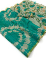 Verdant Rama Printed Cotton Silk Saree With Embellished Blouse Piece