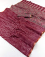 Quintessential Maroon Printed Cotton Silk Saree With Alluring Blouse Piece