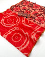 Prettiest Red Printed Cotton Silk Saree With Staring Blouse Piece