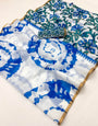 Alluring Off White Printed Cotton Silk Saree With Nectarous Blouse Piece