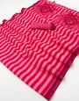 Diaphanous Dark Pink Printed Cotton Silk Saree With Ravishing Blouse Piece