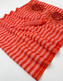 Moiety Red Printed Cotton Silk Saree With Smashing Blouse Piece