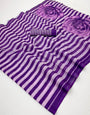 Bewitching Purple Printed Cotton Silk Saree With Imbrication Blouse Piece