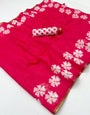 Angelic Dark Pink Printed Cotton Silk Saree With Marvellous Blouse Piece