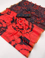 Twirling Red Printed Cotton Silk Saree With Desuetude Blouse Piece