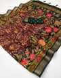 Tantalizing Wine Printed Viscose Silk Saree With Beautiful Blouse Piece