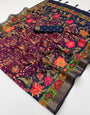 Elegant Purple Printed Viscose Silk Saree With Enticing Blouse Piece