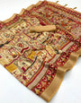 Assemblage Beige Printed Viscose Silk Saree With Seraphic Blouse Piece