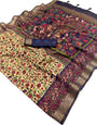Ineffable Beige Printed Viscose Silk Saree With Evocative Blouse Piece