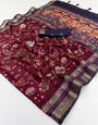 Splendorous Wine Printed Viscose Silk Saree With Fancifull Blouse Piece