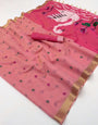 Angelic Pink Pure Munga Cotton Silk Saree With Beauteous Blouse Piece
