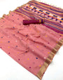 Mesmerising Pink Pure Munga Cotton Silk Saree With Splendorous Blouse Piece