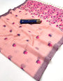 Nemesis Pink Pure Munga Cotton Silk Saree With Stunner Blouse Piece