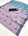Rhapsodic Lavender Pure Munga Cotton Silk Saree With Hypnotic Blouse Piece