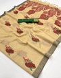 Zephyr Yellow Pure Munga Cotton Silk Saree With Hypnotic Blouse Piece