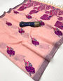 Beleaguer Pink Pure Munga Cotton Silk Saree With Ailurophile Blouse Piece
