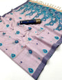 Capricious Lavender Pure Munga Cotton Silk Saree With Ephemeral Blouse Piece