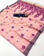 Dissemble Pink Pure Munga Cotton Silk Saree With Enticing Blouse Piece