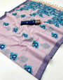 Preferable Lavender Pure Munga Cotton Silk Saree With Winsome Blouse Piece