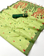 Ethnic Green Pure Munga Cotton Silk Saree With Appealing Blouse Piece