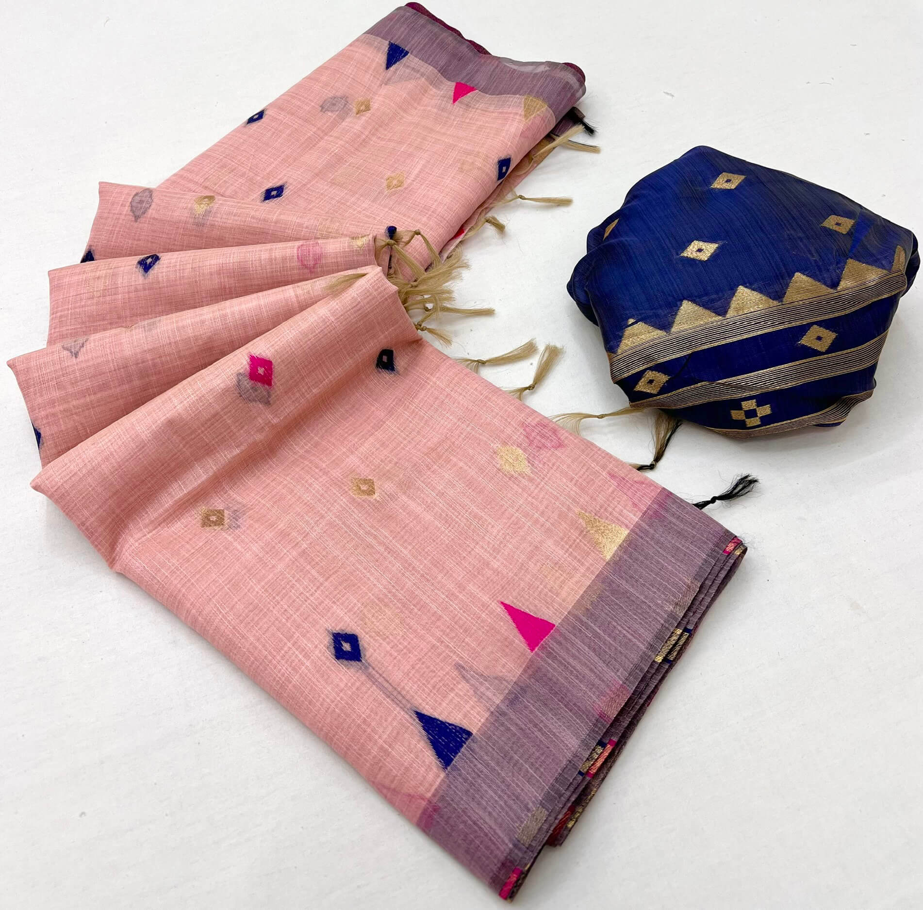Seraglio Pink Pure Munga Cotton Silk Saree With Admirable Blouse Piece ...