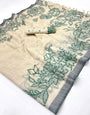 Lassitude Beige Pure Munga Cotton Silk Saree With Snappy Blouse Piece
