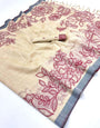 Delectable Beige Pure Munga Cotton Silk Saree With Rhapsody Blouse Piece