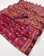 Proficient Dark Pink Ajrakh Printed Soft Silk Saree With Seraphic Blouse Piece