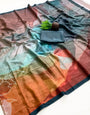 Amazing Multicolor Digital Printed Satin Silk Saree With Admirable Blouse Piece
