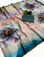 Gratifying Multicolor Digital Printed Satin Silk Saree With Propinquity Blouse Piece