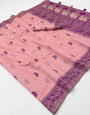 Unique Pink Pure Munga Cotton Silk Saree With Invaluable Blouse Piece