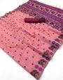 Dalliance Pink Pure Munga Cotton Silk Saree With Incredible Blouse Piece