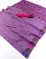 Embrocation Lavender Pure Munga Cotton Silk Saree With Ratatouille Blouse Piece