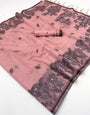 Adoring Pink Pure Munga Cotton Silk Saree With Felicitous Blouse Piece